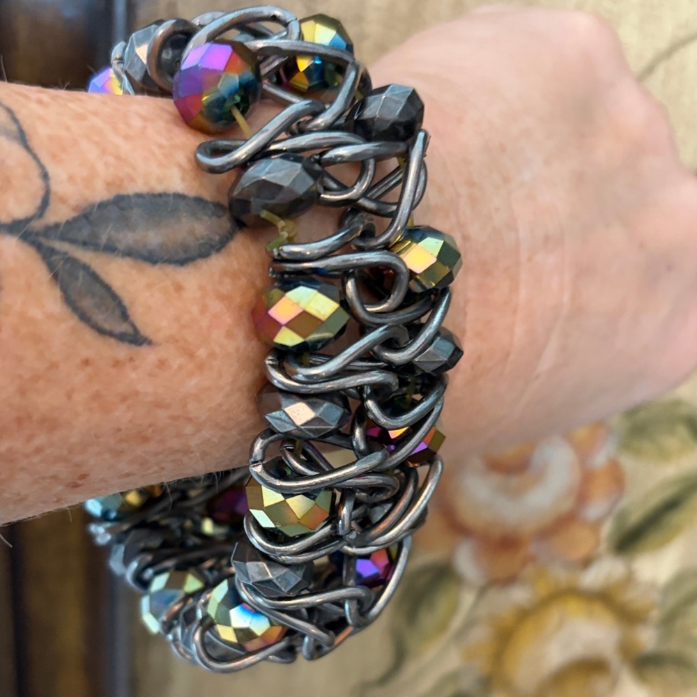 Multicolor Beaded Chain Bracelet Heavy